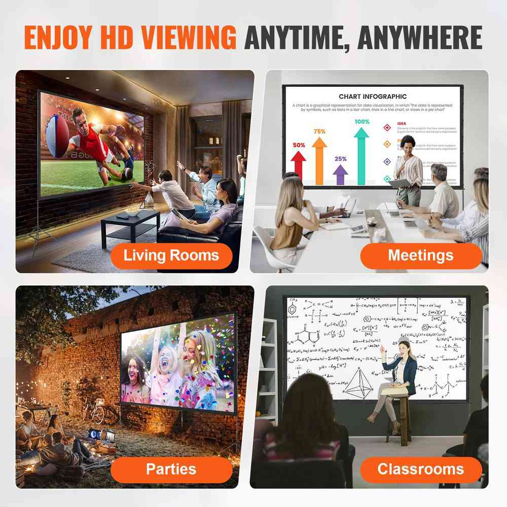 150 Inch 16:9 4K HD Projector Screen with Stand