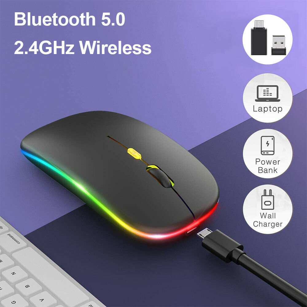Bluetooth 5.1 Dual Mode LED Rechargeable Wireless Mouse