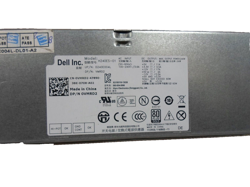 Dell Optiplex 790/990/3010/7010/9010/390 SFF 240W Power Supply