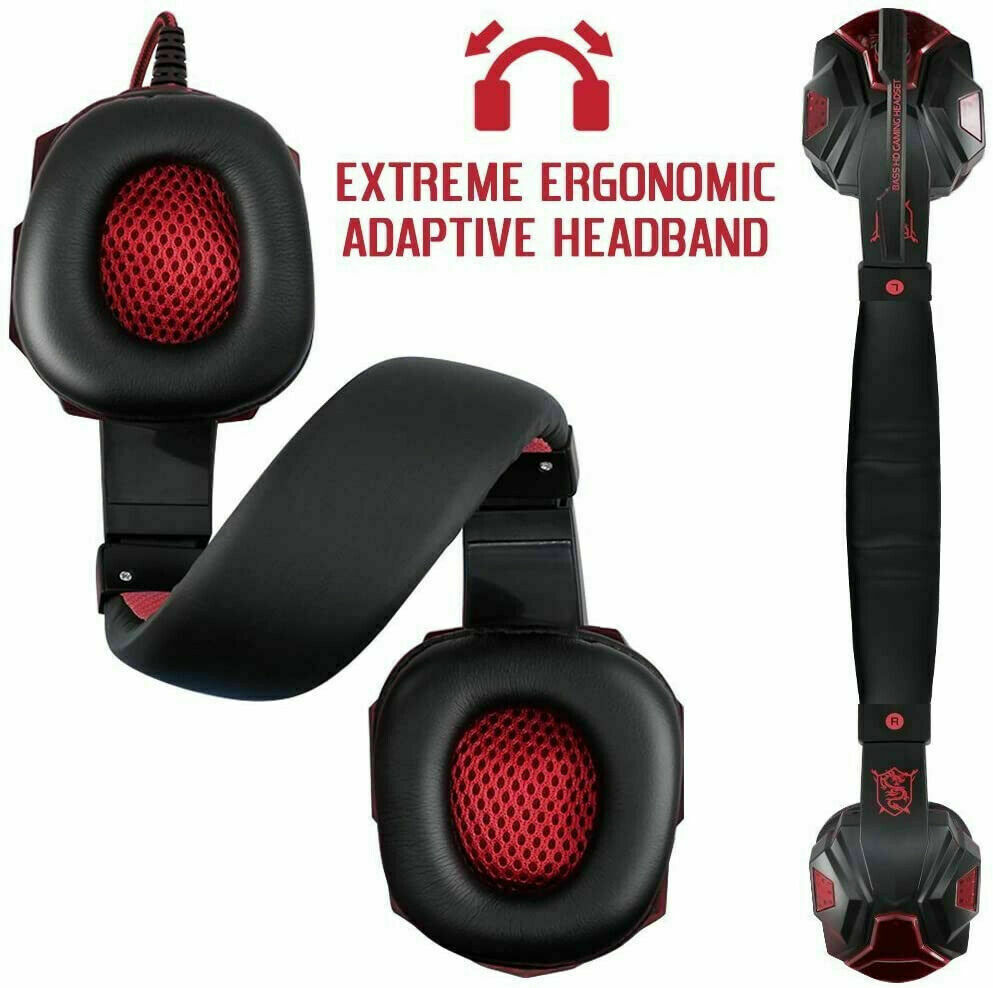 3.5mm Gaming Headset with Mic, LED Light, Stereo Bass Surround for PC, PS4, Xbox One