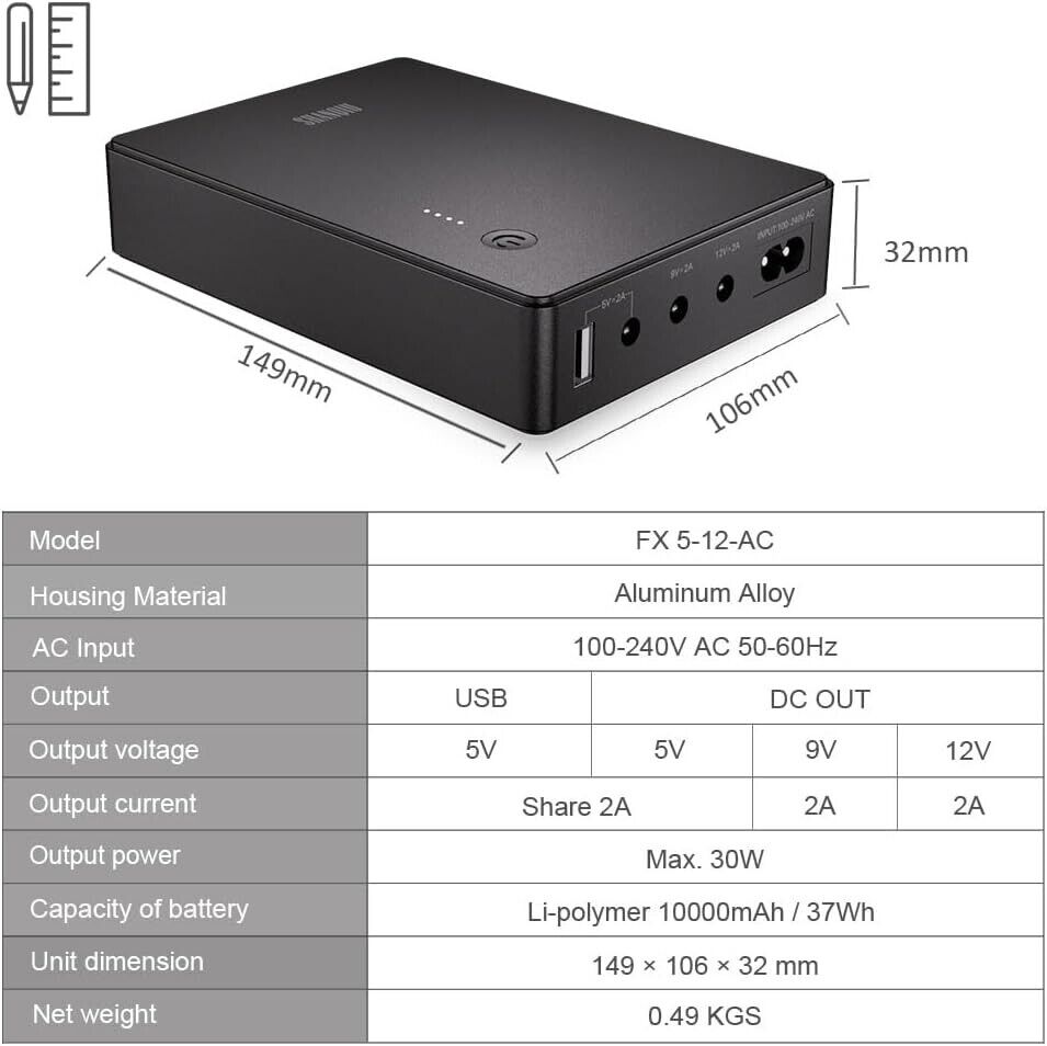 Shanqiu Mini UPS Battery Backup for Routers and Modems