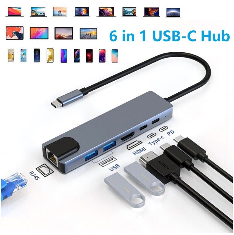 Multiport USB-C Hub Adapter for MacBook Pro/Air