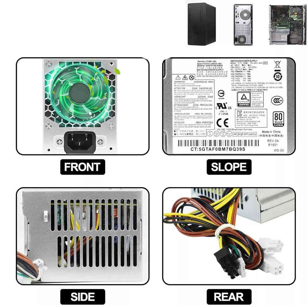 500W PSU L77487-001, L89233-001 Compatible with HP 280 G8 Pro Z2 TE01 TG01