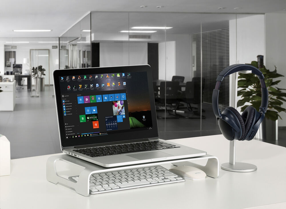 VIVO Silver Aluminum 16 Monitor Riser with Ergonomic Desk Organizer