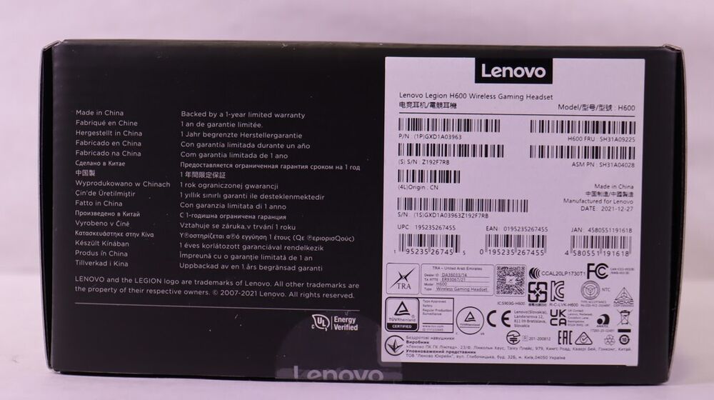 Lenovo Legion H600 Wireless Gaming Headset - Black - Factory Sealed