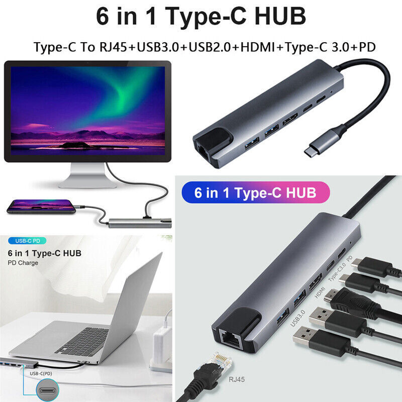 Multiport USB-C Hub Adapter for MacBook Pro/Air