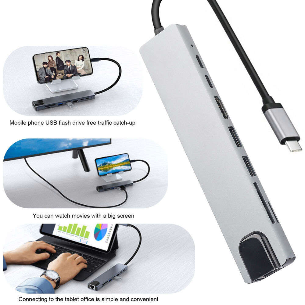 8 in 1 USB-C Hub Adapter for iPhone, MacBook Pro/Air