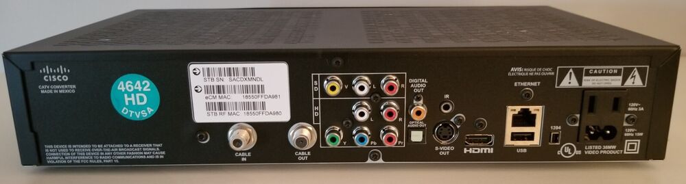 CISCO NEXTBOX Explorer 4642HD HDMI HD Set-Top Cable Box with USB, Ethernet, MoCA, and Remote