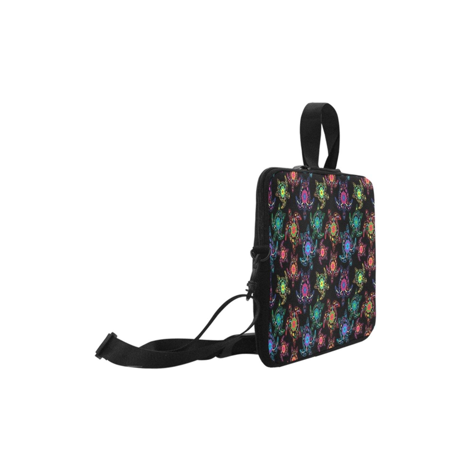 Neon Floral Turtles Laptop Handbag