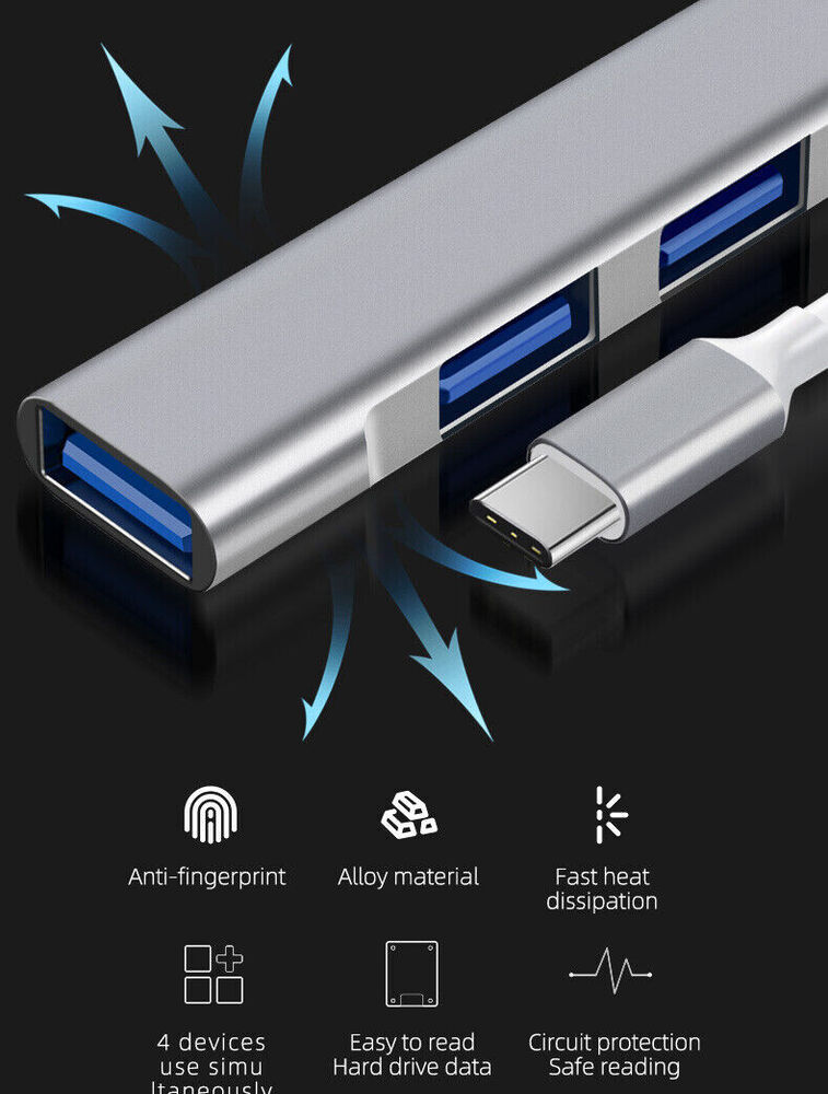 USB-C to USB 3.0 4 Port Hub Splitter