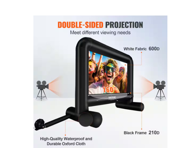 VEVOR 16 Inch Inflatable Projection Screen with Blower and Carrying Bag