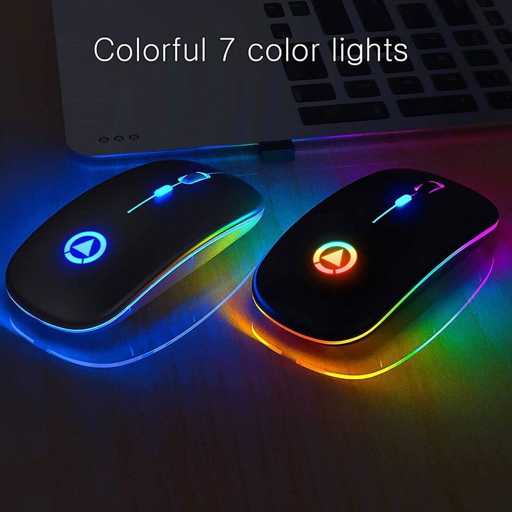 2.4GHz Wireless Optical Mouse with USB Rechargeable and RGB for PC and Laptop