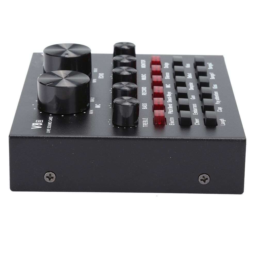 V8S Live Broadcast Sound Card with Stereo Mixer and Headset Microphone