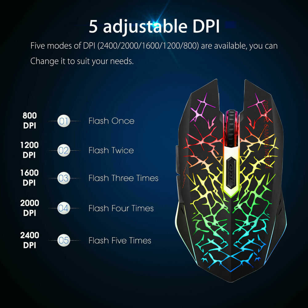 Rechargeable 7 Color LED Backlit Gaming Mouse
