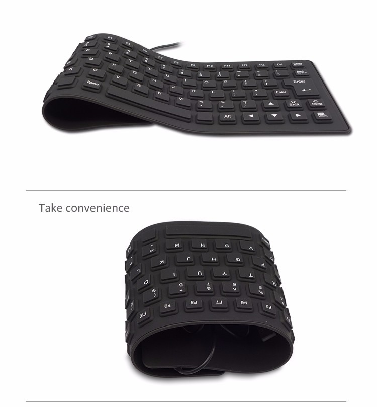 Waterproof Silicone Foldable Keyboard with USB