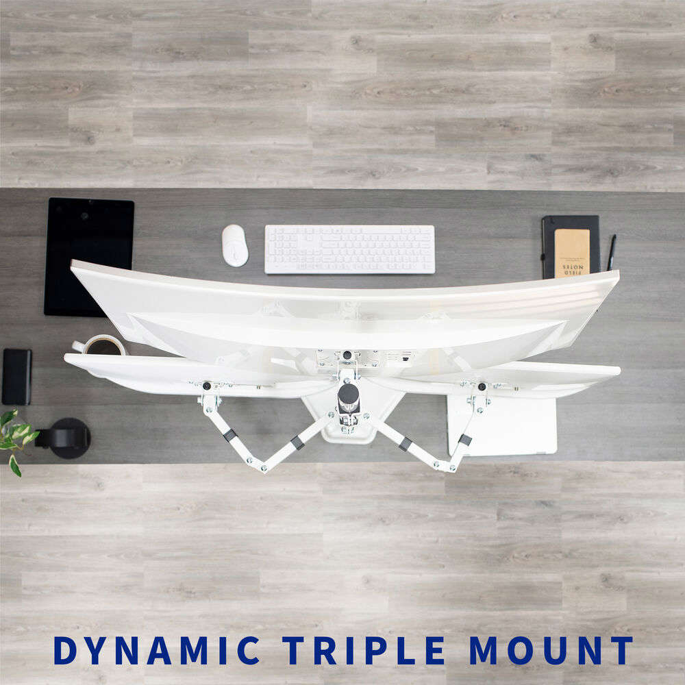 VIVO White Triple Monitor Desk Stand