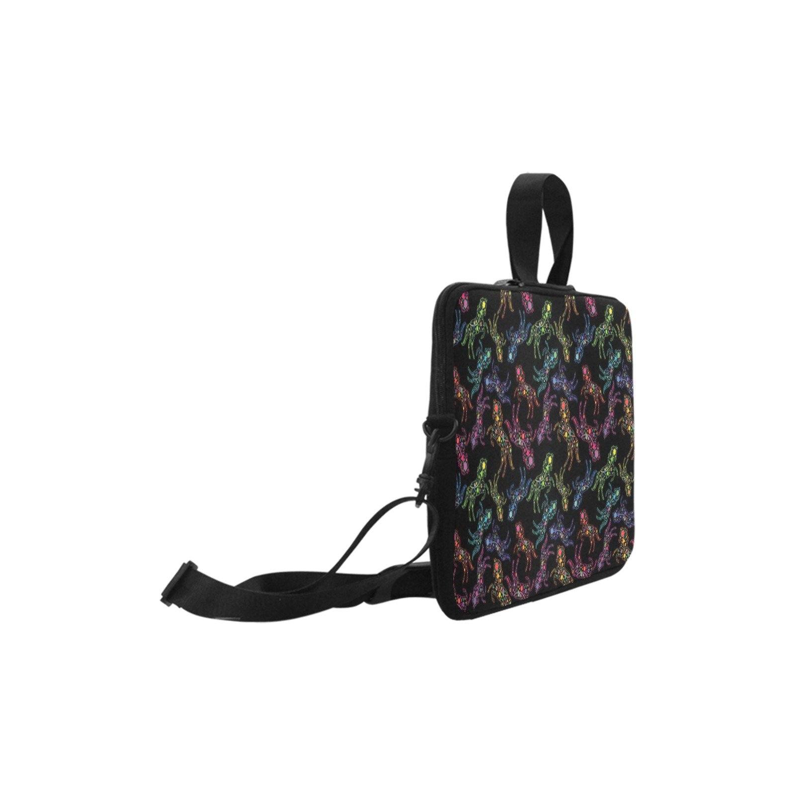 Neon Floral Horses Laptop Handbag