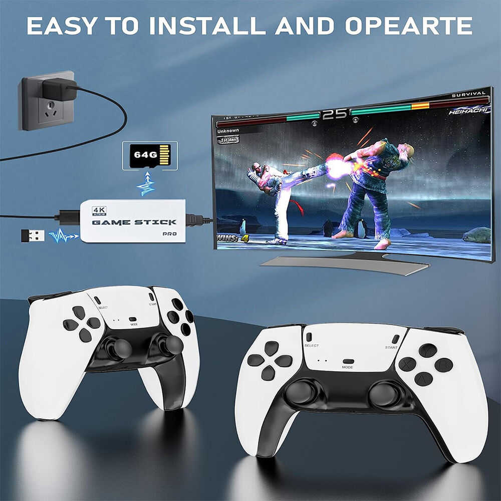 4K HDMI TV Game Stick with 64GB Storage and 30000+ Games