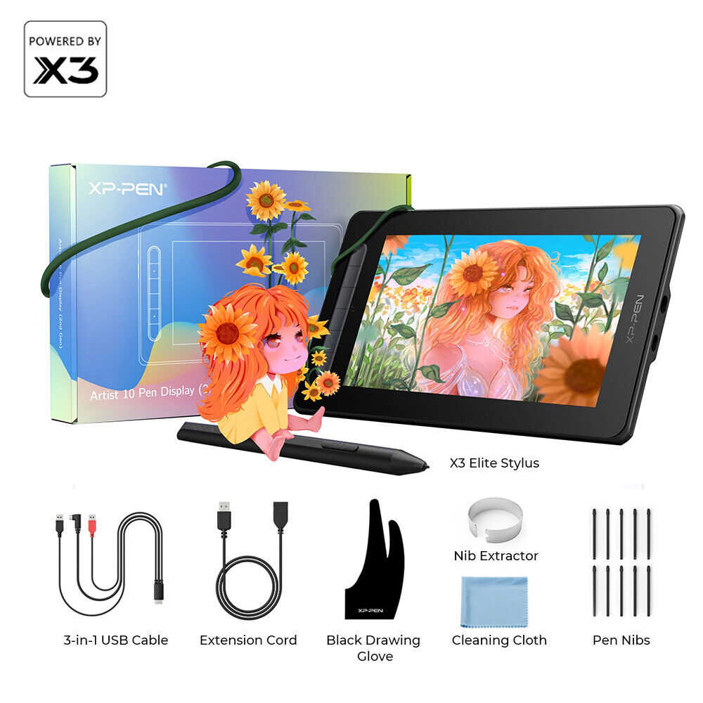 XP-Pen Artist 10 2nd Generation Graphics Tablet with X3 Stylus