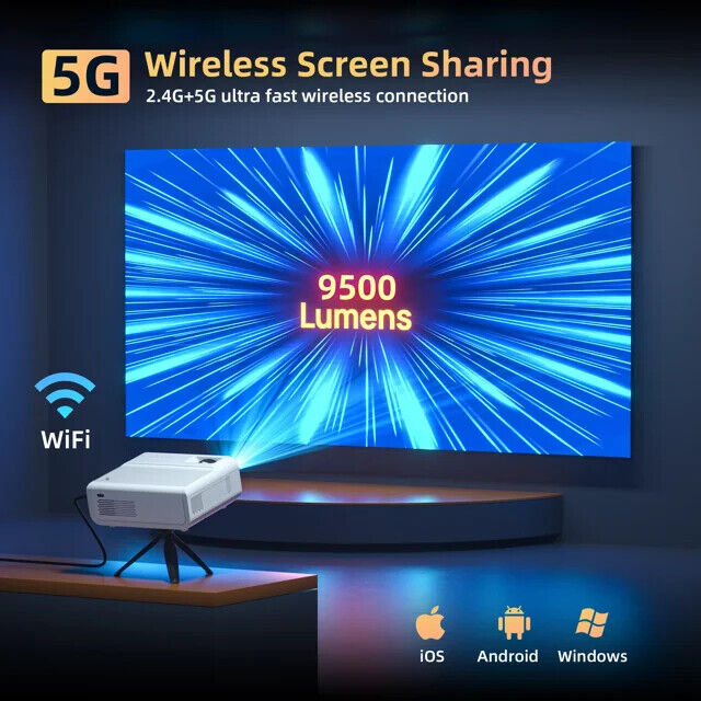 4K Projector with 5G WiFi and Bluetooth for Ultimate Home Theater Experience
