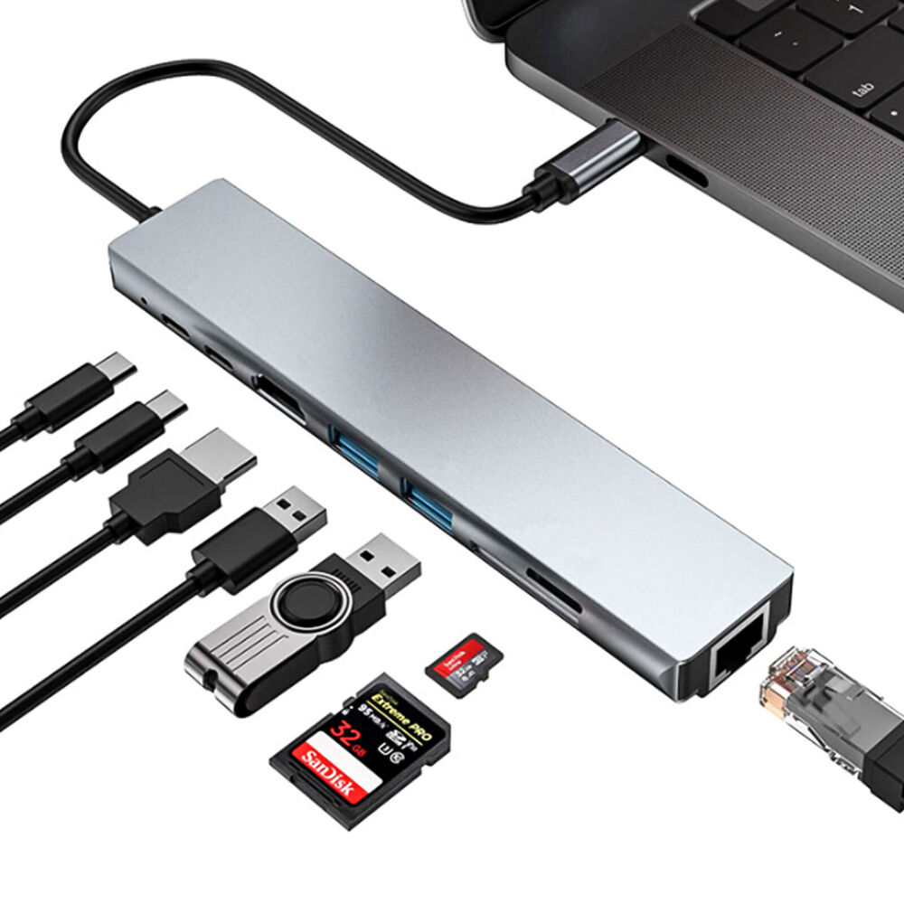 8 in 1 USB-C Hub Adapter for iPhone, MacBook Pro/Air