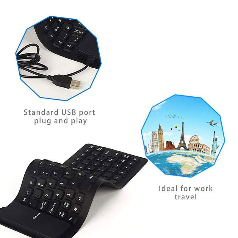 Waterproof Silicone Foldable Keyboard with USB