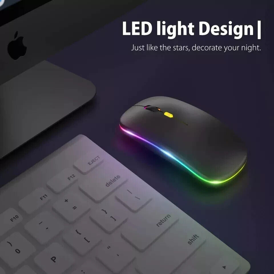 Rechargeable RGB LED Wireless Silent Optical Mouse