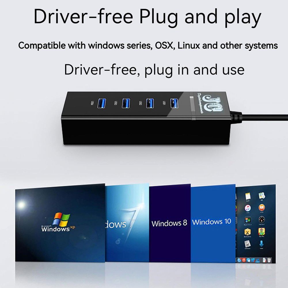 USB 2.0/3.0 Hub with Long Cable for Enhanced Connectivity