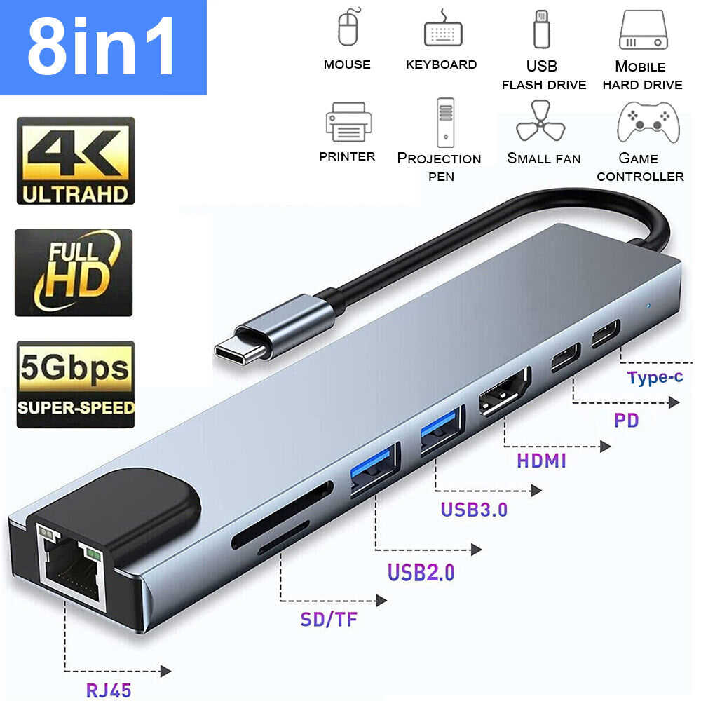 Multiport USB-C Hub Adapter for MacBook Pro/Air