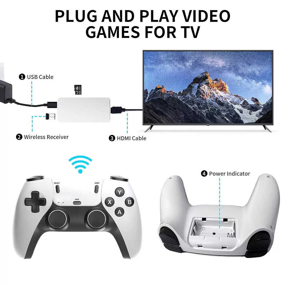 M15 4K 64G HDMI TV Video Game Stick with Gamepad and 2 Wireless Controllers