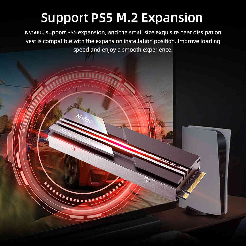 Netac 500GB M.2 PCIe 4.0 Gen 4x4 NVMe SSD for PC and PS5