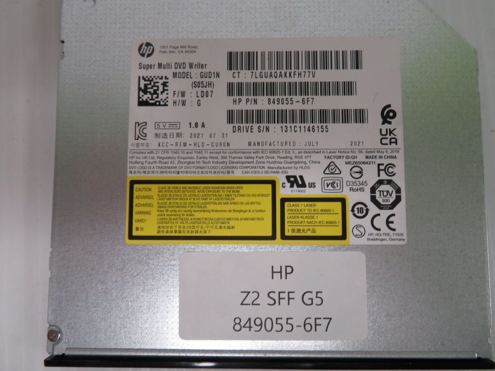 HP Z2 SFF G5 Optical Drive GUD1N DVD RW Drive