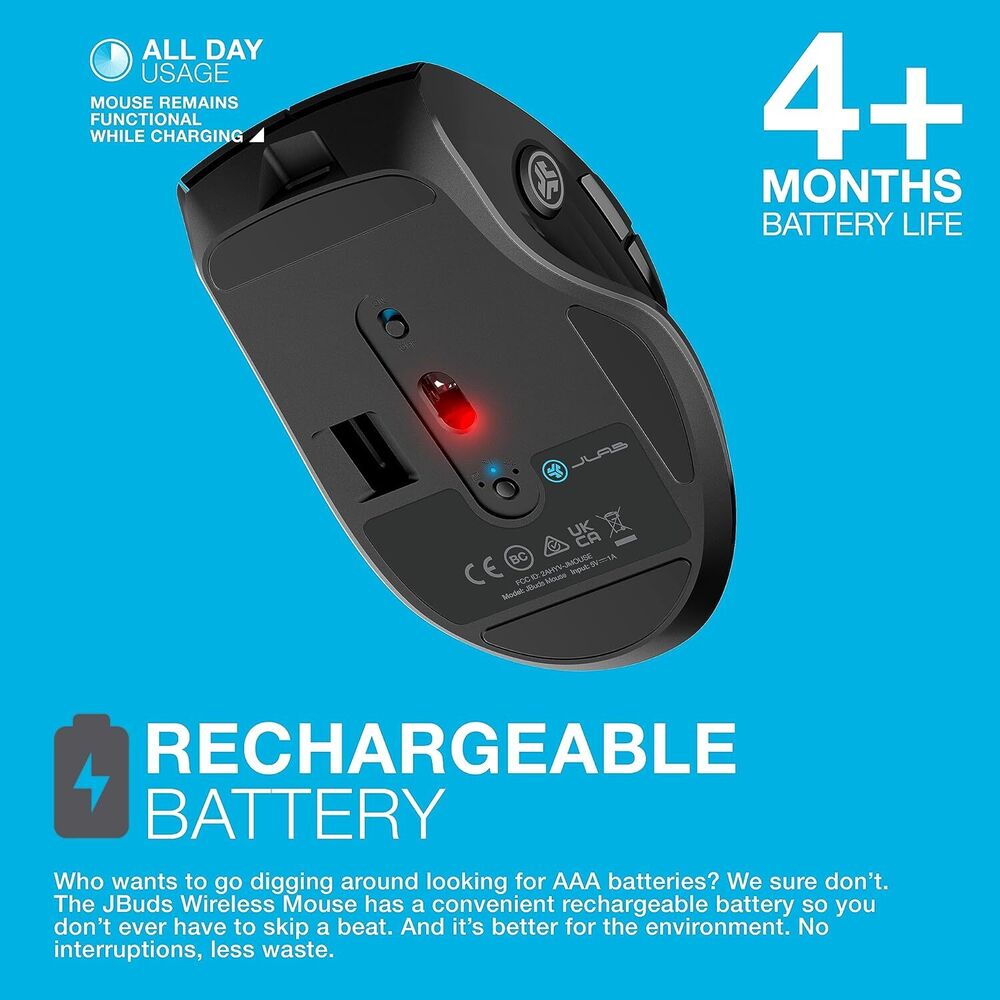 JLab JBuds Wireless Mouse with 2.4G/Bluetooth Connectivity
