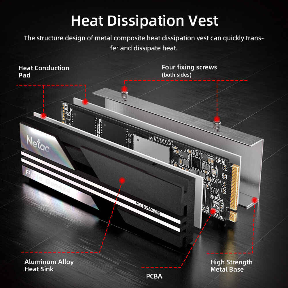Netac 500GB M.2 PCIe 4.0 Gen 4x4 NVMe SSD for PC and PS5