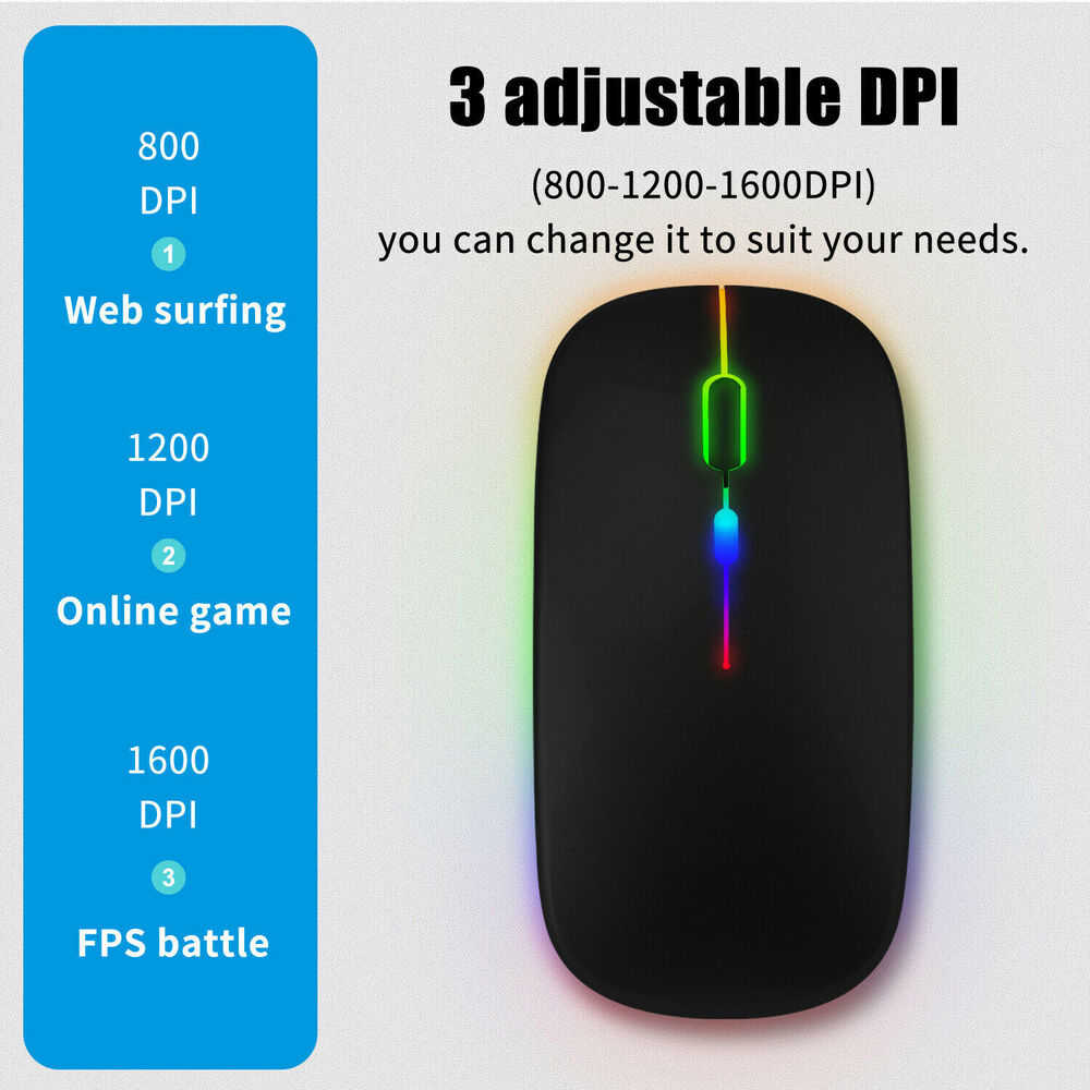 Bluetooth 5.1 Dual Mode LED Rechargeable Wireless Mouse
