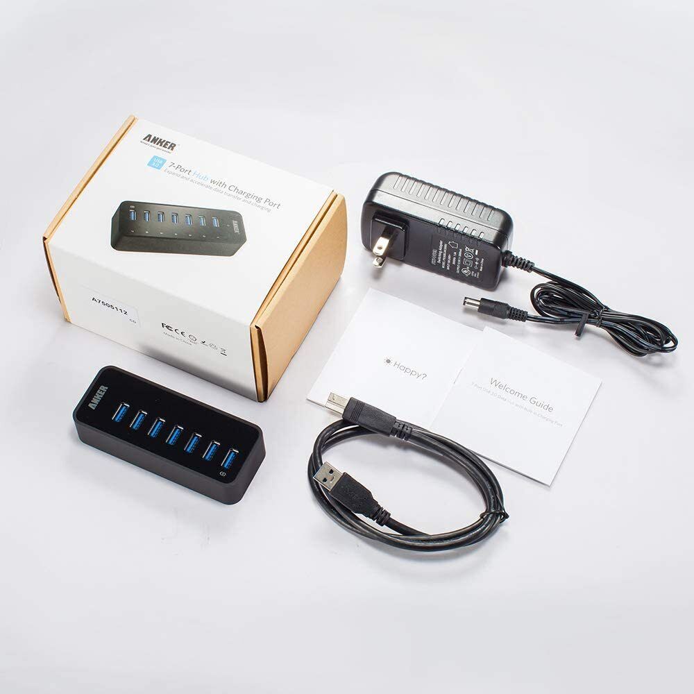 Anker 7-Port USB 3.0 Data Hub with Power Adapter