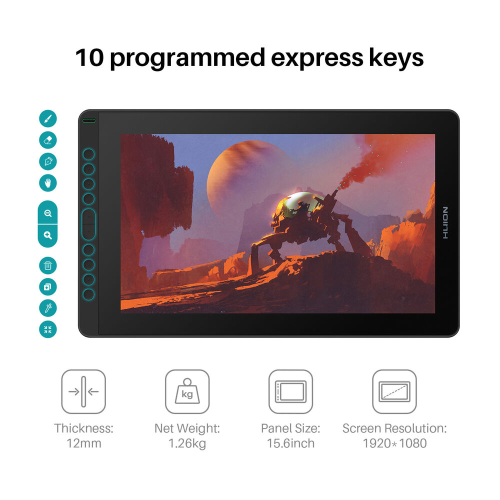 HUION Kamvas 16 (2021 Version) Graphics Tablet with Tilt Functionality