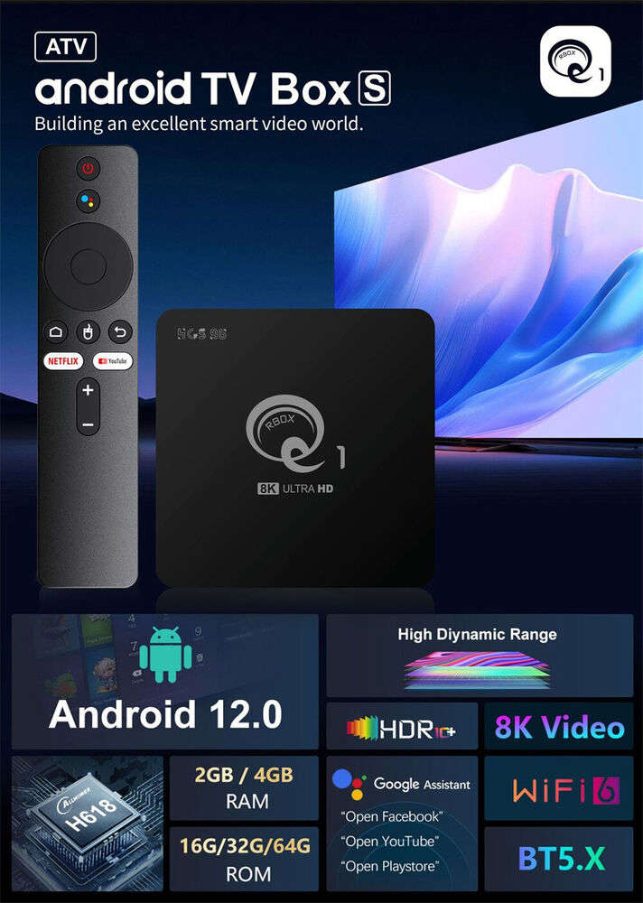 Android TV Box with 2.4G Voice Remote Control - H313 Home Network Player