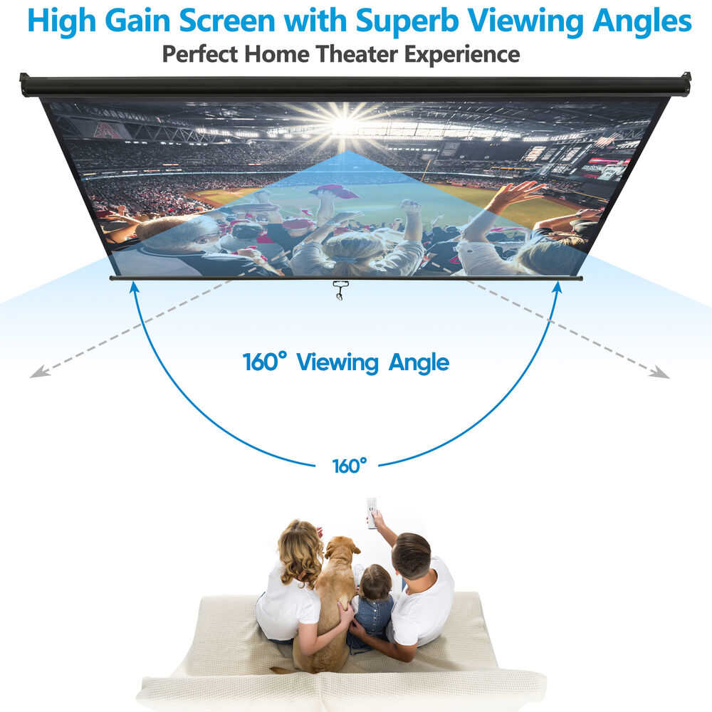 4K 16:9 HD Pull Down Projector Screen for Home Theater