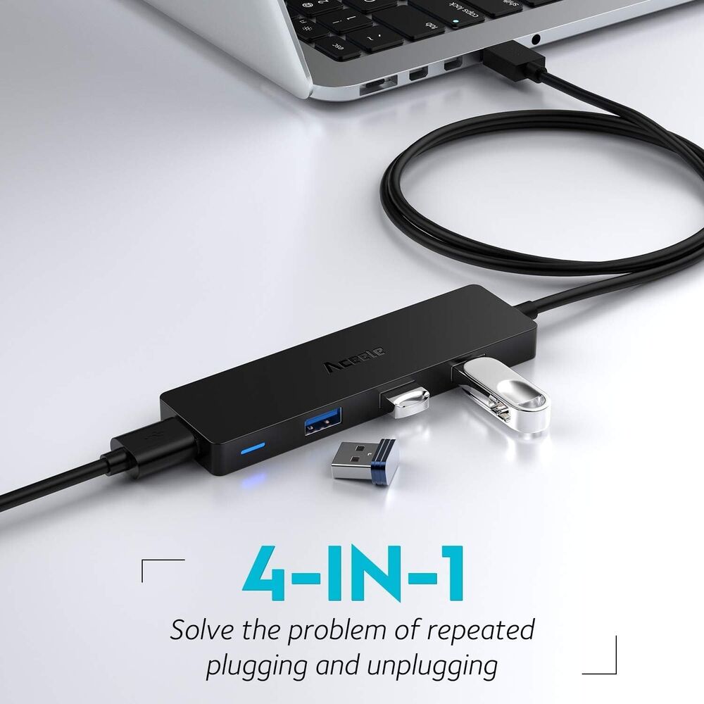 4-Port USB 3.0 Hub with 4ft Extension Cable