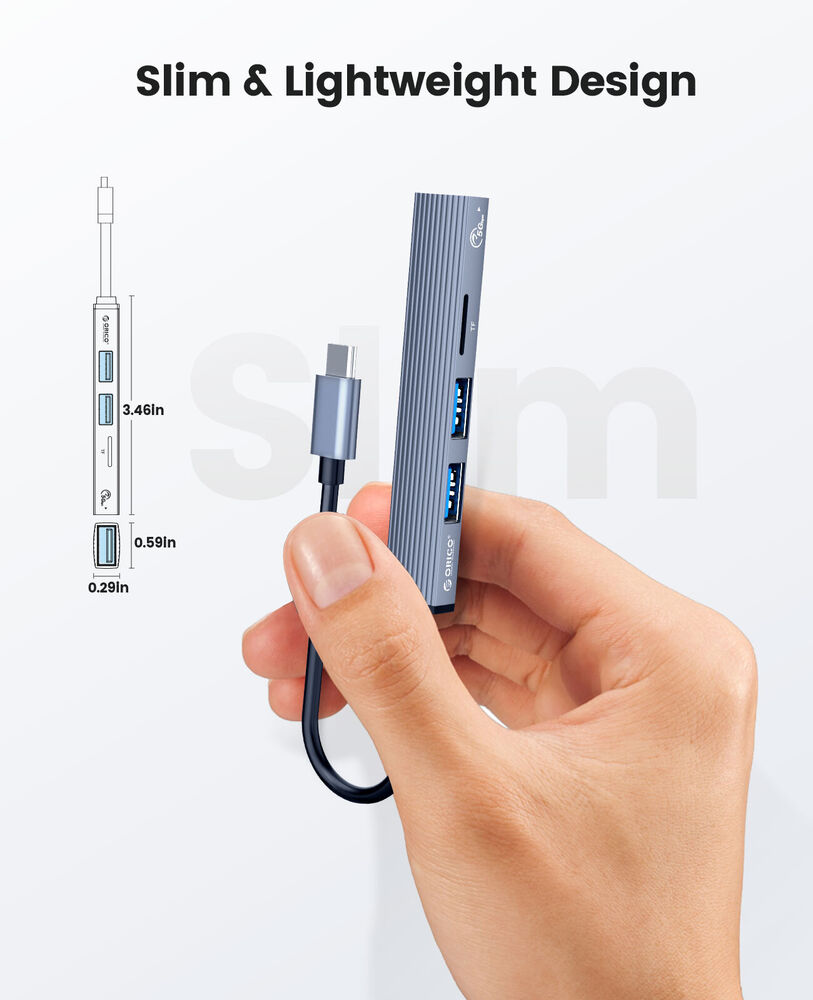 ORICO Aluminum Type C HUB 4 Port USB 3.0 2.0 Ultra Slim Card Reader
