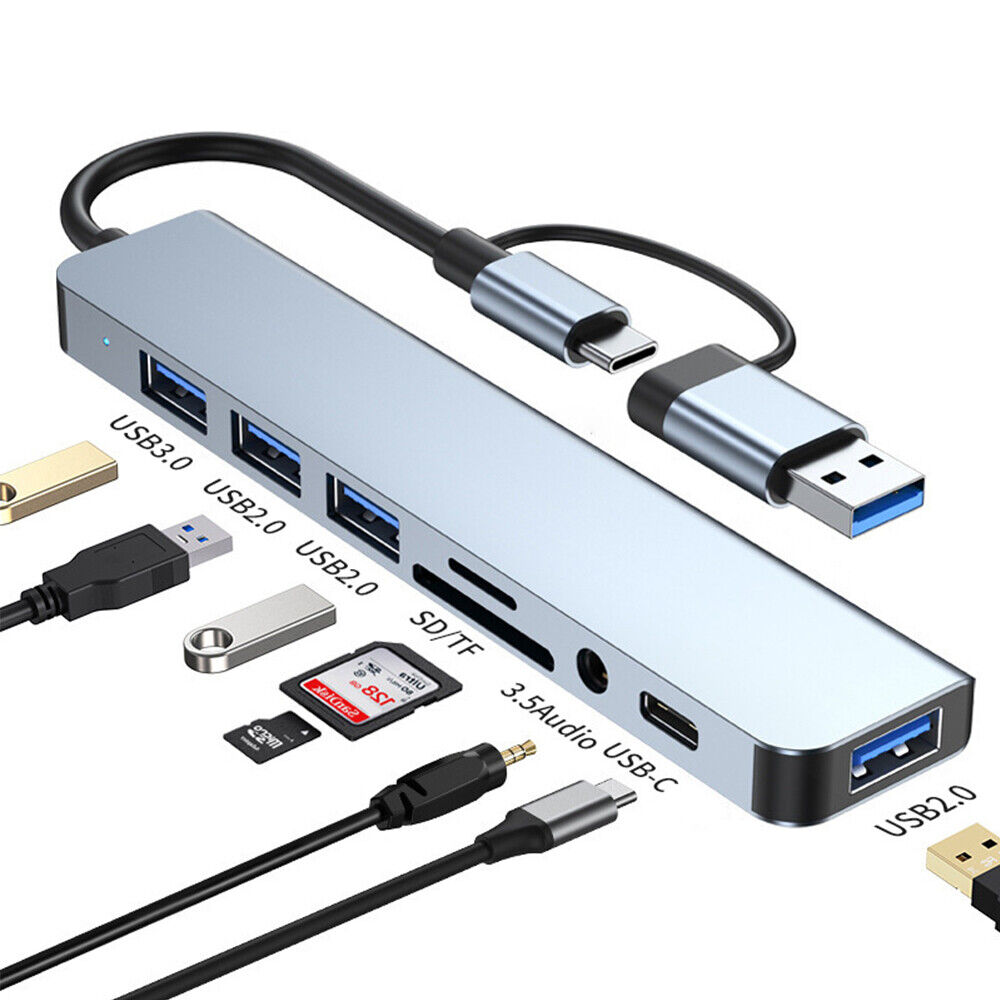 Multiport USB-C Hub Type C To USB 8 in 1 Adapter