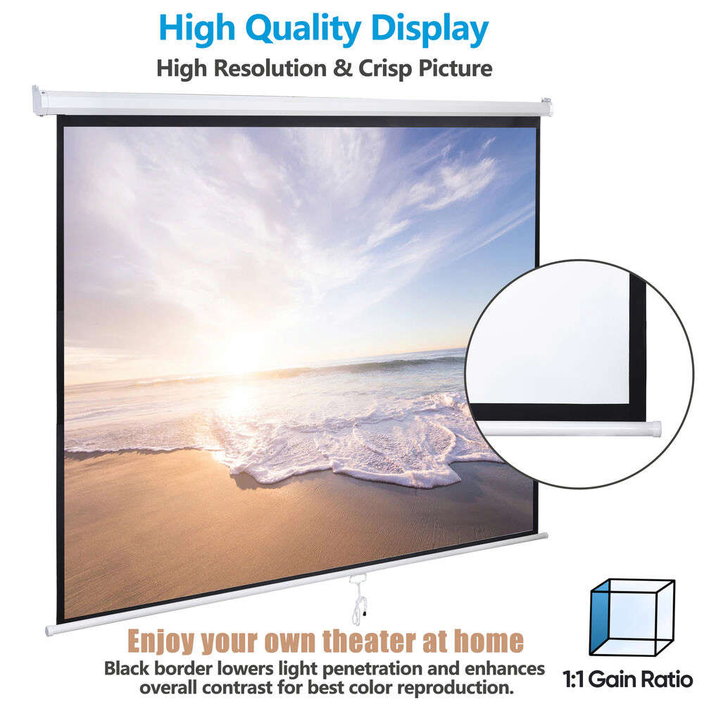 120 Inch Manual Pull Down HD Projector Screen in 1:1 Format