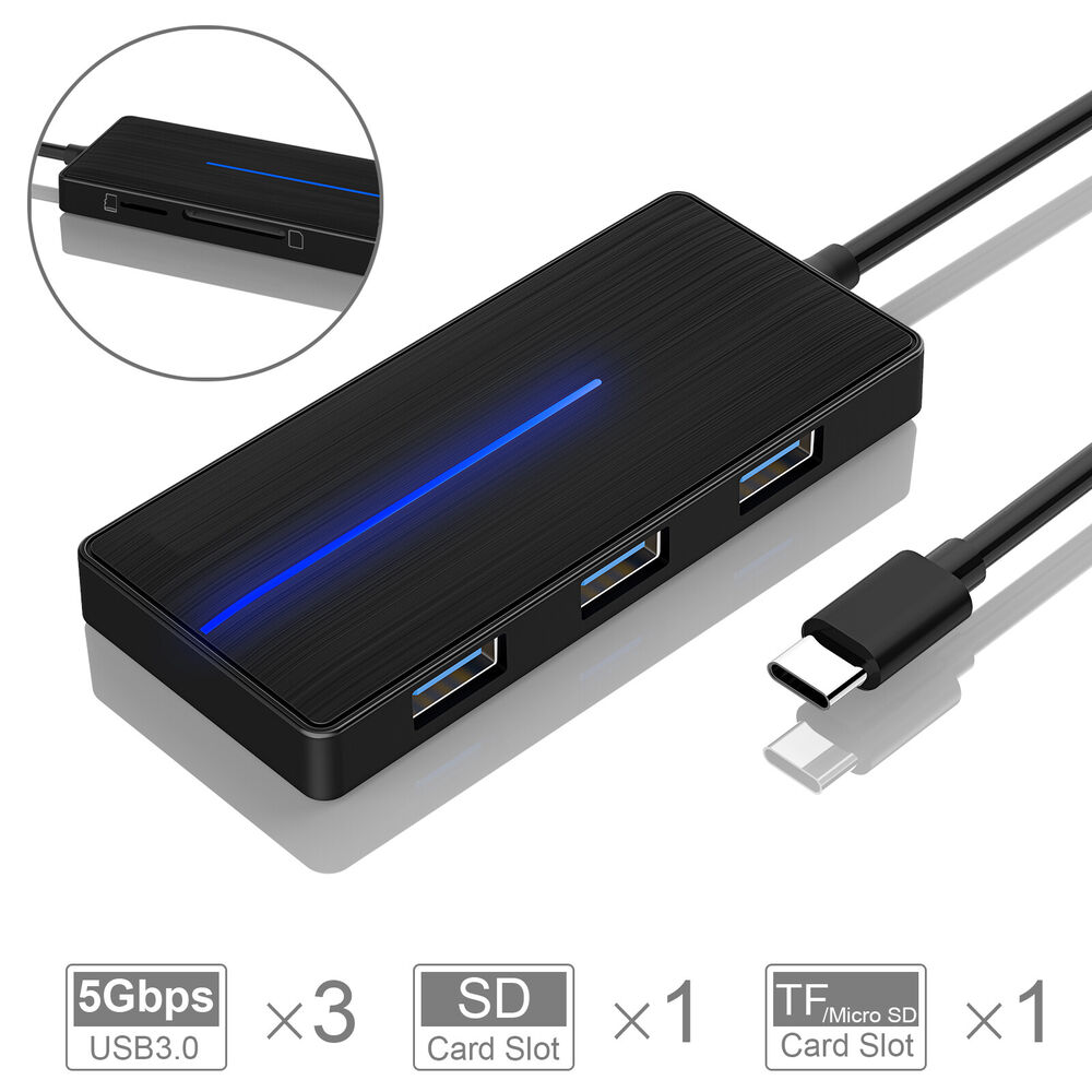 3-Port USB 3.0 Hub with SD/TF Card Reader