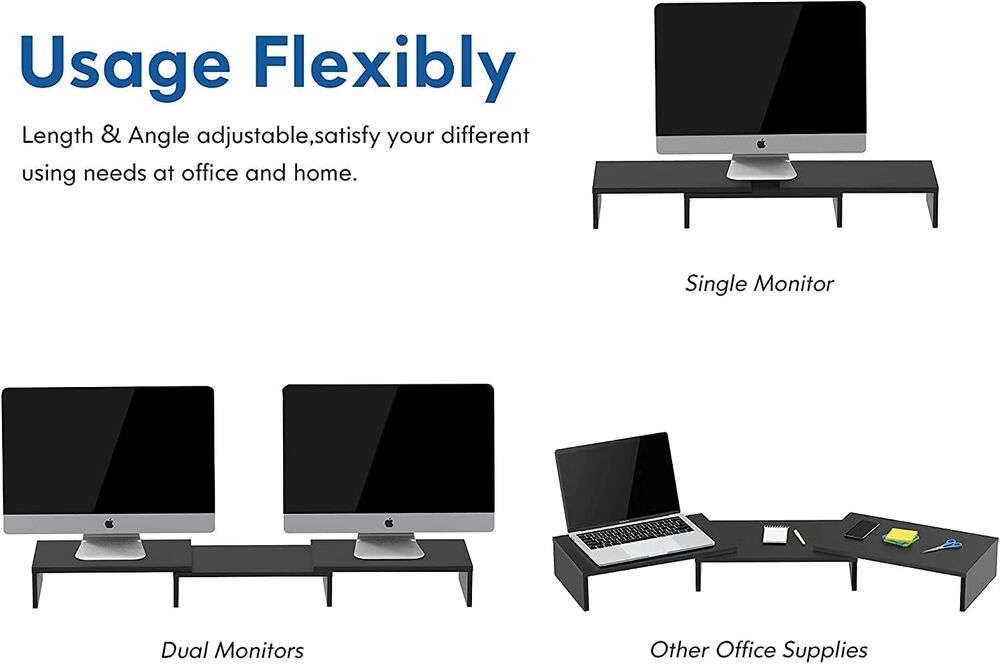 Adjustable Dual Monitor Stand Desk Organizer