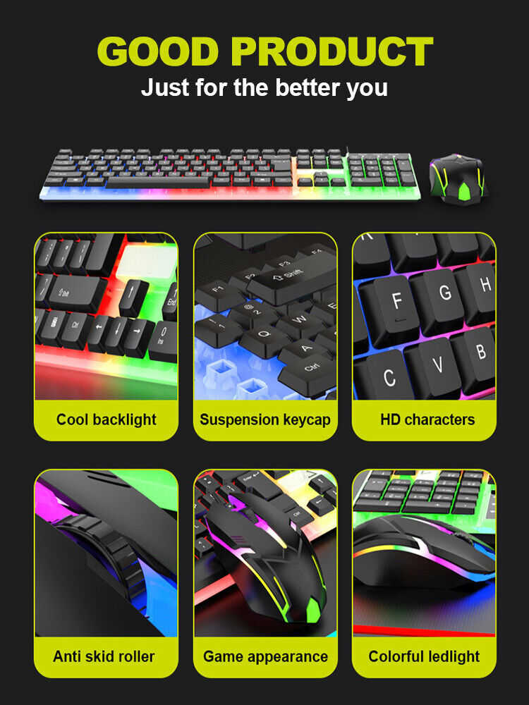 LED Backlit Mechanical Gaming Keyboard and Mouse Set
