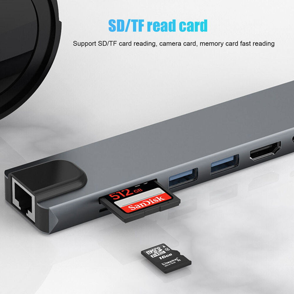 8 in 1 USB-C Hub Adapter for iPhone, MacBook Pro/Air