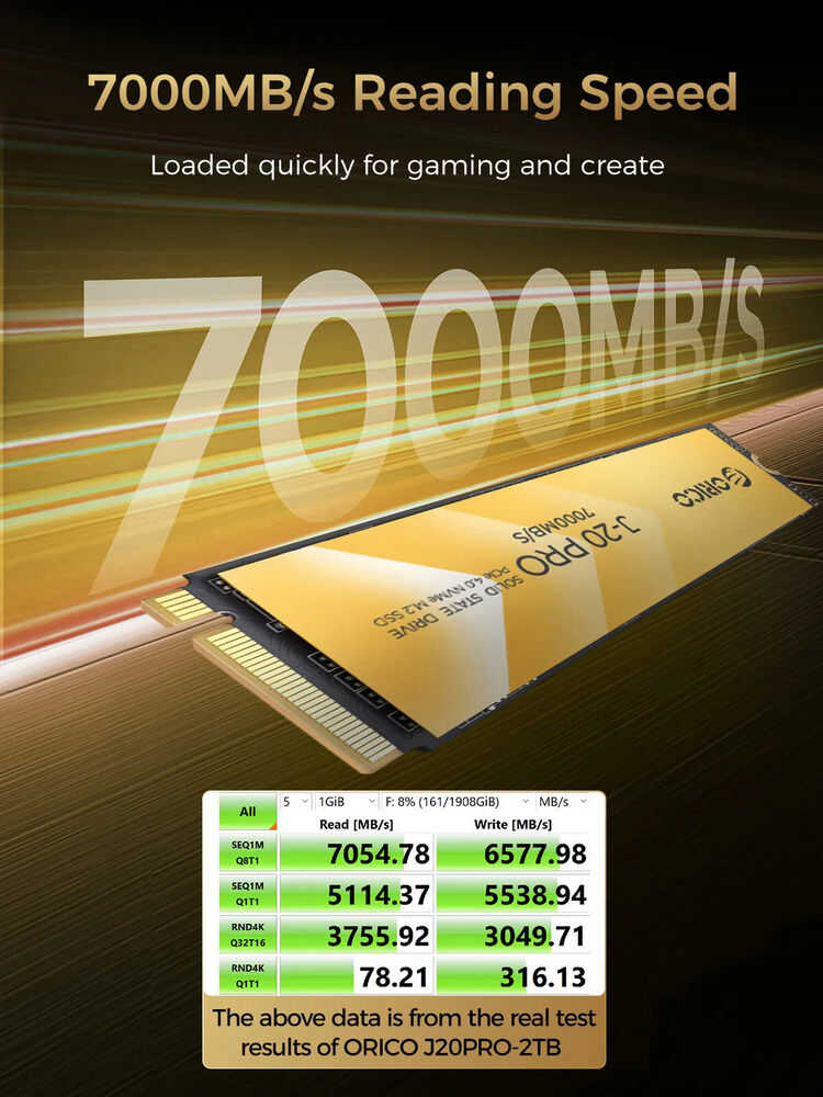 ORICO 1TB M.2 NVMe 2280 SSD PCIe Gen4x3 High-Speed Internal Solid State Drive