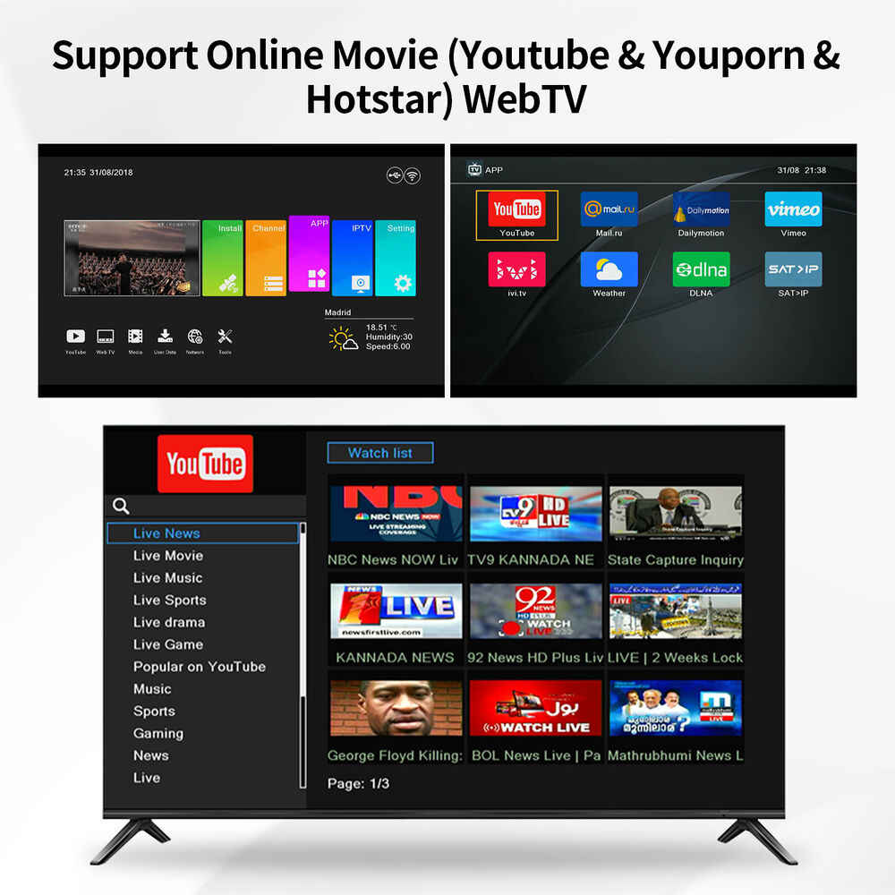 FullHD 1080P Satellite Receiver DVB-S/S2/S2X Digital Set Top Box with USB DVR and WIFI