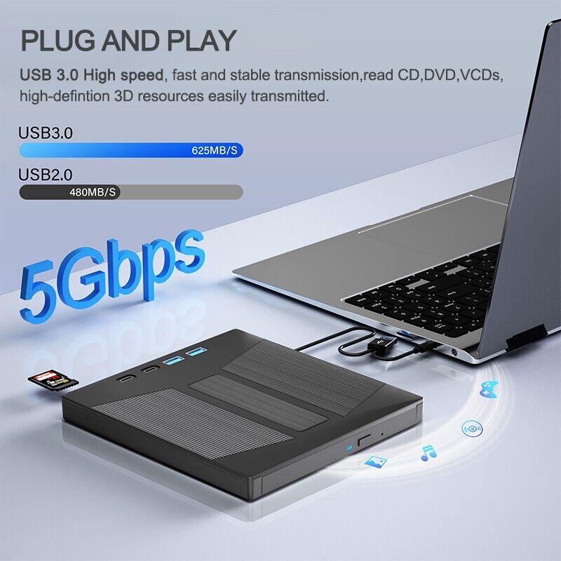 Laptop and PC Compatible Portable CD/DVD Drive